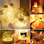ZPQAODI Lot de 4 guirlandes lumineuses LED à piles, 5 m, 50 LED, guirlande lumineuse en fil de cuivre, guirlande lumineuse de No