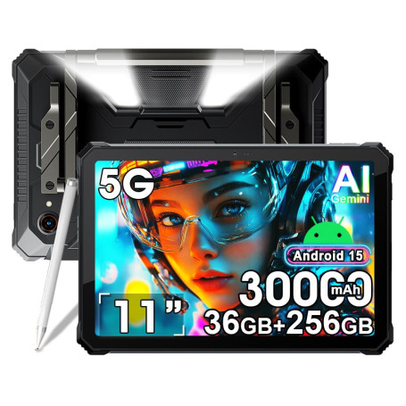 Blackview Active12 Pro 5G Tablette Tactile Incassable avec Projecteur 200LM, 30000mAh Batterie, Ecran 11'' FHD+, 36Go+256Go Tabl