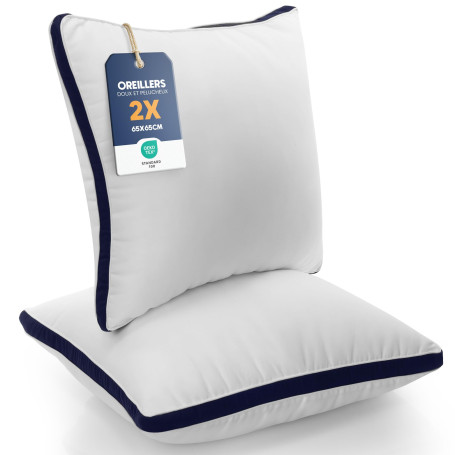 Utopia Bedding Oreillers 65 x 65 cm (2 Pièces), Rembourrage en Fibres Creuses Vierges 3D, Oreiller Doux et Facile à Entretenir (