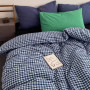 Nyescasa Housse de Couette 220x240 Bleu Marine et Blanc à Carreaux Vichy Parure de lit Adulte 2 Personnes en Microfibre Sets de 