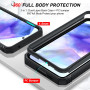 LeYi Coque Samsung Galaxy A55 5G 2*Verre Trempé+Anneau Support, Full Protection Caméra PC Dur Anti-Chut Renforcée Armor Housse E