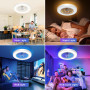 Peasur RGB Ventilateur de plafond avec Lumière et Telecommande, 3000K/4000K/6500K & Dimmable, 6 vitesses, minuterie, mode vent n