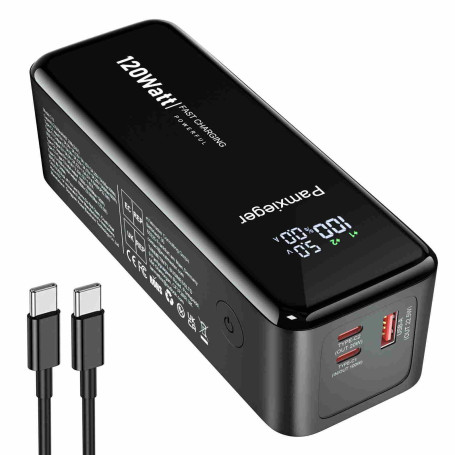 Power Bank 27000 mAh 120W - Batterie Externe avec Écran Numérique, 3 Ports, Compatible avec Smartphones, Tablettes & Ordinateurs