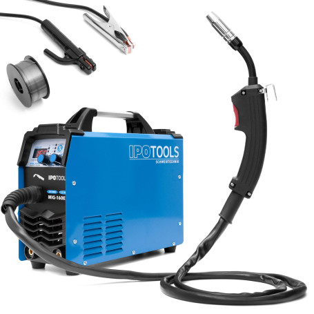 IPOTOOLS MIG-160ER poste a souder MIG MAG - Poste à souder MIG avec 160A 230V IGBT, 5 en 1 Poste MIG Flux MMA électrodes, Poste 