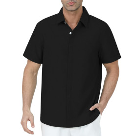 Gavliuu Chemises en Lin pour Homme avec Boutons cachés, Chemise d'été décontractée à Manches Courtes pour Homme
