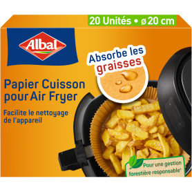 Albal - Papier Cuisson pour Air Fryer - Facilite le nettoyage de l'appareil - Absorbe les graisses - Pour Air Fryers ronds et ca