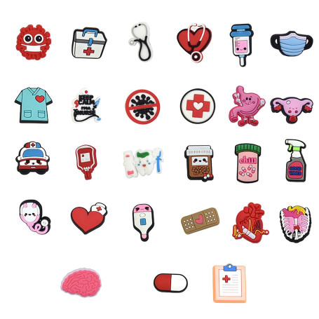 Pins pour Crocs,Bijoux de Chaussures,27 Pièces Pins Crocs Infirmiere,Pour Chaussures,Infirmière,Médecine,Charme,Aide Soignante A