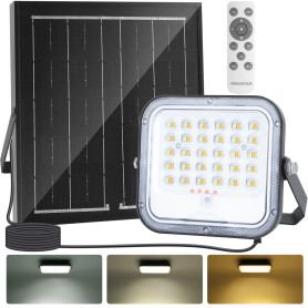 Aigostar - Projecteur Solaire LED d’extérieur avec Grande Panneau Solaire,Dimmable 3000/4000/6500K,4000mAH,Batterie de Grande Ca