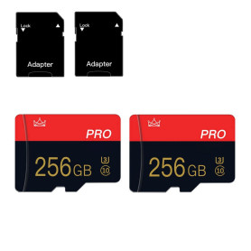 Lot de 2 cartes micro SD 256 Go classe 10 avec adaptateur SD haute vitesse pour tablette, appareil photo, drone