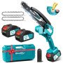 SEESII 8 Pouces Mini Tronçonneuse à Batterie 2x4000mAh, Tronçonneuse Électrique sans Fil avec Injecteur de Lubrifiant et Chaîne 