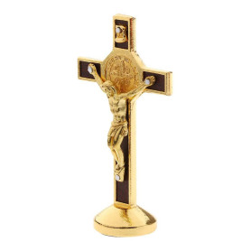 POFET – Statue crucifix Jésus-Christ sur croix pour voiture, maison, chapelle, doré