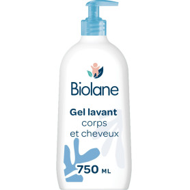 BIOLANE - Gel douche bebe corps et cheveux 2 en 1 - 750ml - 97% Origine Naturelle - Doux - Peaux Sensibles - Fabriqué en France