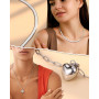 LOLIAS Collier Argent Sterling 925 pour Femmes Boucles d'oreilles Bracelet Or Ensemble Collier Réglable Chaîne Maillons avec Zir