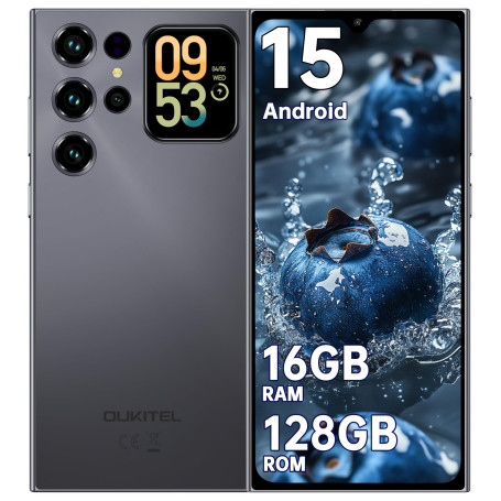 OUKITEL C62 Telephone Portable Android 15 avec Écran Arrière, 16(4+12) Go +128Go/TF 1To Smartphone Pas Cher, 6,88" HD+ 90Hz, 515