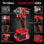 Sundpey Cle a Choc Sans Fil Brushless 650Nm, 21V Boulonneuse à Choc 2 en 1 avec 2x 4.0 Ah Batteries avec 6 Douilles & 9 Forets &