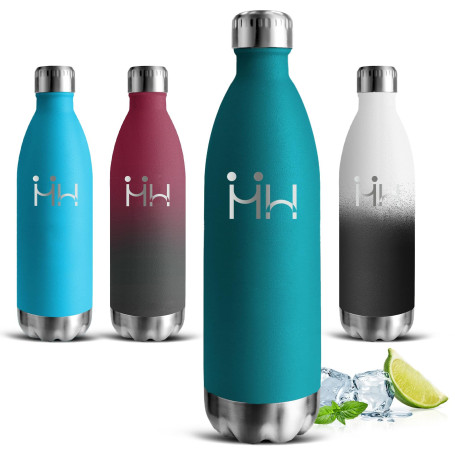 Gourde Isotherme, Gourde 1l, Gourdes Inox, 24h Froid & 12h Chaud, Gourdes Sport, sans Bpa, Double Vide, Facile à Transporter, Bo