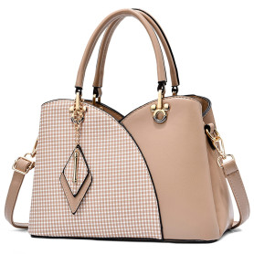 FORRICA Sac à Main Élégant Carreaux Sacs à Bandoulière Dames Mode Sac portés Main PU Cuir Sac Fourre-Tout avec Pendentif Rhombus
