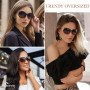 Sunier Lunettes de Soleil Femme Polarisées, Lunettes de Soleil Surdimensionnées Mode, Protection UV400