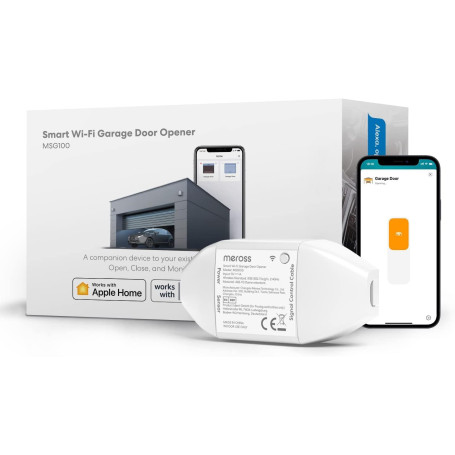 Meross Ouvre-Porte de Garage Connecté, Télécommande de Porte Intelligent Compatible avec HomeKit, Siri, Apple Watch, HomePod, Al