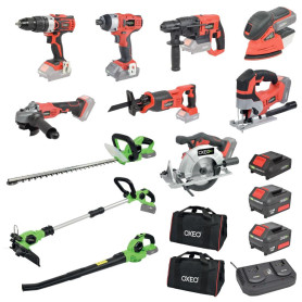 Pack outils sans fil - 11 outils - 18V - EASY FULL - 2 batteries 4Ah - 1 batterie 2Ah - chargeur double - 2 sacs de transport