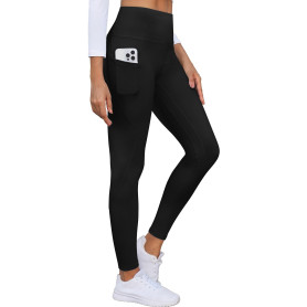 PASUDA Legging Polaire Femme Hiver Chaud Thermique Pantalon Taille Haute Élastiques Doublé Polaire Thermo Leggings avec Poches D