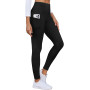 PASUDA Legging Polaire Femme Hiver Chaud Thermique Pantalon Taille Haute Élastiques Doublé Polaire Thermo Leggings avec Poches D