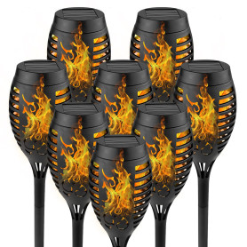 WinGluge Lot de 8 Lumières Flamme Solaire, Lampe Solaire Flamme Étanche IP65, 12 LED Torche Solaire Exterieur, Lampes Solaires d