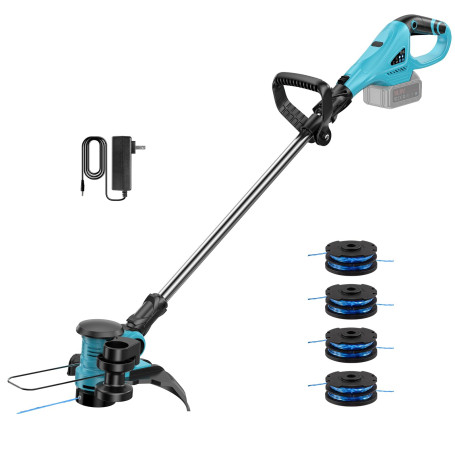 Debroussailleuse Electrique sans Fil,avec 1 Batterie et 4 Bobines,2 en 1 Coupe Bordure sans Fil,Alimentation Automatique de Fil,