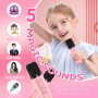 Microphone Karaoké Enfant sans Fil 2 Micros - Jouet Musical avec Effets Lumière, Cadeau Fille 3-12 Ans (Anniversaire/Noël) - Com