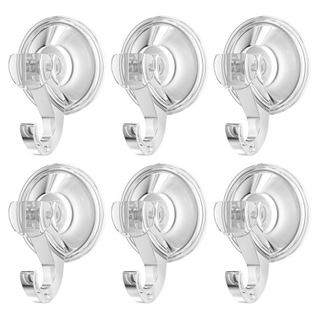 Fervalyna Lot de 6 Crochet Ventouse Transparent, Crochet a Ventouse pour Salle de Bains et Cuisine, Crochets à Ventouse Murale, 