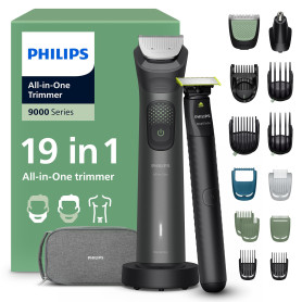 Philips Multigroom série 9000 Tondeuse tout-en-un 19 accessoires + rasoir OneBlade pour hommes – ensemble tondeuse/rasoir pour b