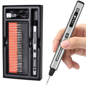 ARROWMAX Mini stylo de gravure : outil portable sans fil ultime pour artistes et bricoleurs – Gravez plus de 50 surfaces – Convi