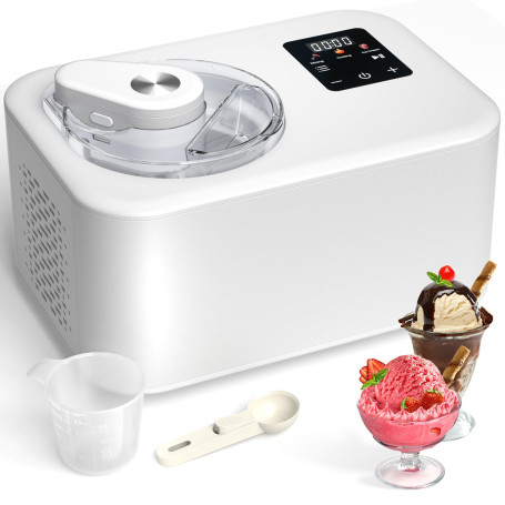 Sorbetiere Turbine a Glace avec Compresseur Sorbetière Electrique 1,2L Machine a Glace et Sorbetières pas de Pré-congélation Ecr