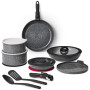 ROSSETTO Batterie de Cuisine, Set de casserole poele induction avec poignée amovible et revêtement anti-adhésif en céramique, em