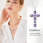 Linawe Collier à chaîne croisée pour femmes, pendentif en forme de diamant simulé, pierre de naissance et cristal, bijoux tendan