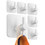 4smile Crochet Adhesif Mural - 6 Pièces, Porte Serviette Salle de Bain, Accroche Torchon Cuisine, Portemanteau Autocollant Acier