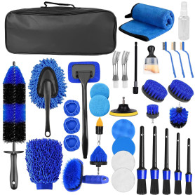 36 Pièces Kit Nettoyage Voiture,Kit de Brosse Nettoyage Voiture pour l'intérieur et l'extérieur, Car details Brush car Wast set,