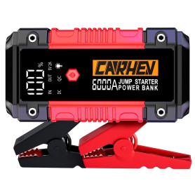 CARHEV Booster Batterie Voiture 6000A, 26800mAh Démarreur de Voiture (Jusqu’à 10L Essence & 10L Diesel), 12V Portable Jump Start