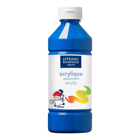 Lefranc Bourgeois - Acrylique liquide Essentiel pour enfants - Bouteille 500 ml - Bleu Primaire