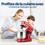 VIVOHOME Robot Pâtissier 660W 10 Vitesses Robot Pétrin Professionnel avec 5,7L Bol mélangeur en acier inoxydable Avec fouet, Cro