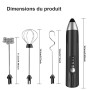 mousseur à lait électrique USB rechargeable 3 fouets electrique 3 vitesse réglable mousseur lait, petit mixeur, milk frother mel
