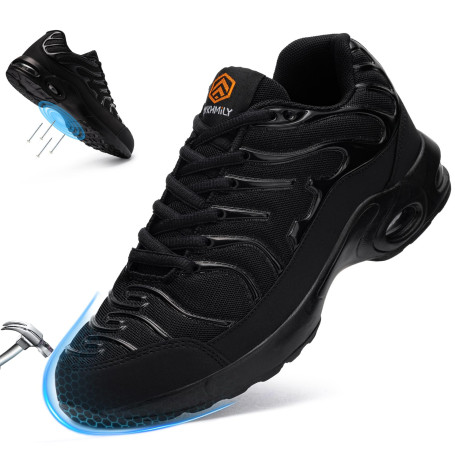 DYKHMILY Chaussures de Sécurité Hommes Anti-Perforation Basket de Securite Légère Coussin d'air Comfort Chaussures de Travail Fe