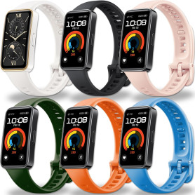 Monuary 6 Packs Bracelets Compatibles avec HUAWEI Band 10/9/8, Bracelets Colorés et Sportifs, Souples et Respirants, Ouverture R
