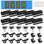 BOSYTRO Kit de Montage PV pour 4 Module,Support de Panneau Solaire, Rail Noir de 12 CM,Clips de Drainage d'eau 30 MM, Pince Régl