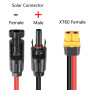 Solar Panel Connector to xt60 Adapter Cable 1.5m, 12awg xt60 Female Solar Panel Power Cable to Solar Charge Connector for Portab