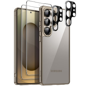 JETech 5 en 1 Coque pour Samsung Galaxy S25 Ultra 5G avec 2 Protection D'écran en Verre Trempé et 2 Protecteur d'Objectif de Cam
