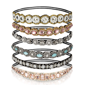 Comius Sharp 6 Pièce Strass Bandeaux Élastiques Bohême Elastiques Bandeaux avec Cristal Strass Bijoux Bandes pour Femmes Cheveux