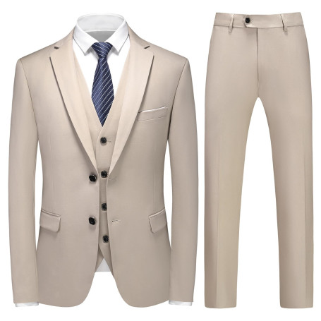 KUDMOL Costume Homme Mariage 3 Pièces Slim Fit Business à Deux Boutons Smokimg Couleur Unie Costumes Blazer Veste et Pantalon Gi