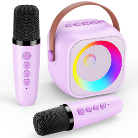 Cadeau Fille 3 4 5 6 7 8 9 10 Ans, Micro Karaoke Enfants avec 2 Micro sans Fil, Microphone sans Fil pour Enfant Jouet Fille - Ca