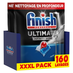 Finish Ultimate Infinity Shine Pastilles Lave-Vaisselle, Imbattable contre les taches tenaces, 160 capsules